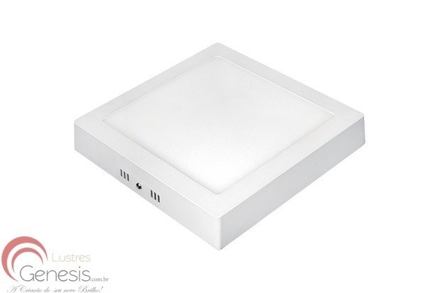 Plafon painel de LED quadrado de sobrepor 18W em branco, disponível em luz fria ou quente. Lustres Gênesis loja online de Lustres e Iluminação Decorativa